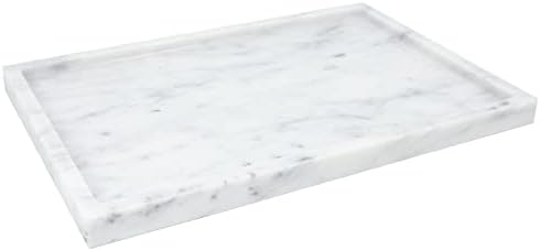 100% Natural Marble Serving Tray Luxury Calaccata Viola Marble Storage Tray for Home Decor Stone Tray for Bathroom/Kitchen/Vanity/Dresser,Plate Holder for Tissues, Candles, Towel
