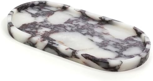 FutureStone 100% Natural Luxury Calaccata Viola Marble Small Hand Towel Tray Holder Organizer, Makeup Bathroom Holder