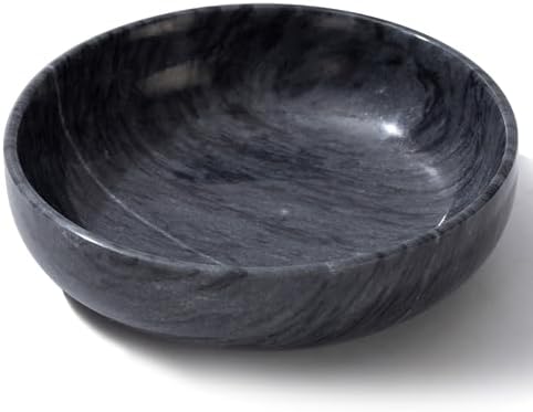 CM CHIC MONDAY 5.91'' Large Decorative Bowls, Natural Marble Decorative Bowls for Home Decor, Key Bowl, Large Incense Burner, Smudge Bowl, Coffee Tables Centerpiece, Soap Serving Bowl(Black)