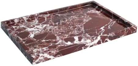 100% Natural Marble Serving Tray Luxury Calaccata Viola Marble Storage Tray for Home Decor Stone Tray for Bathroom/Kitchen/Vanity/Dresser,Plate Holder for Tissues, Candles, Towel