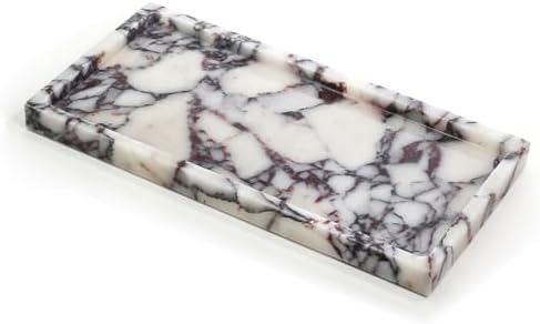 FutureStone 100% Natural Luxury Calaccata Viola Marble Small Hand Towel Tray Holder Organizer, Makeup Bathroom Holder