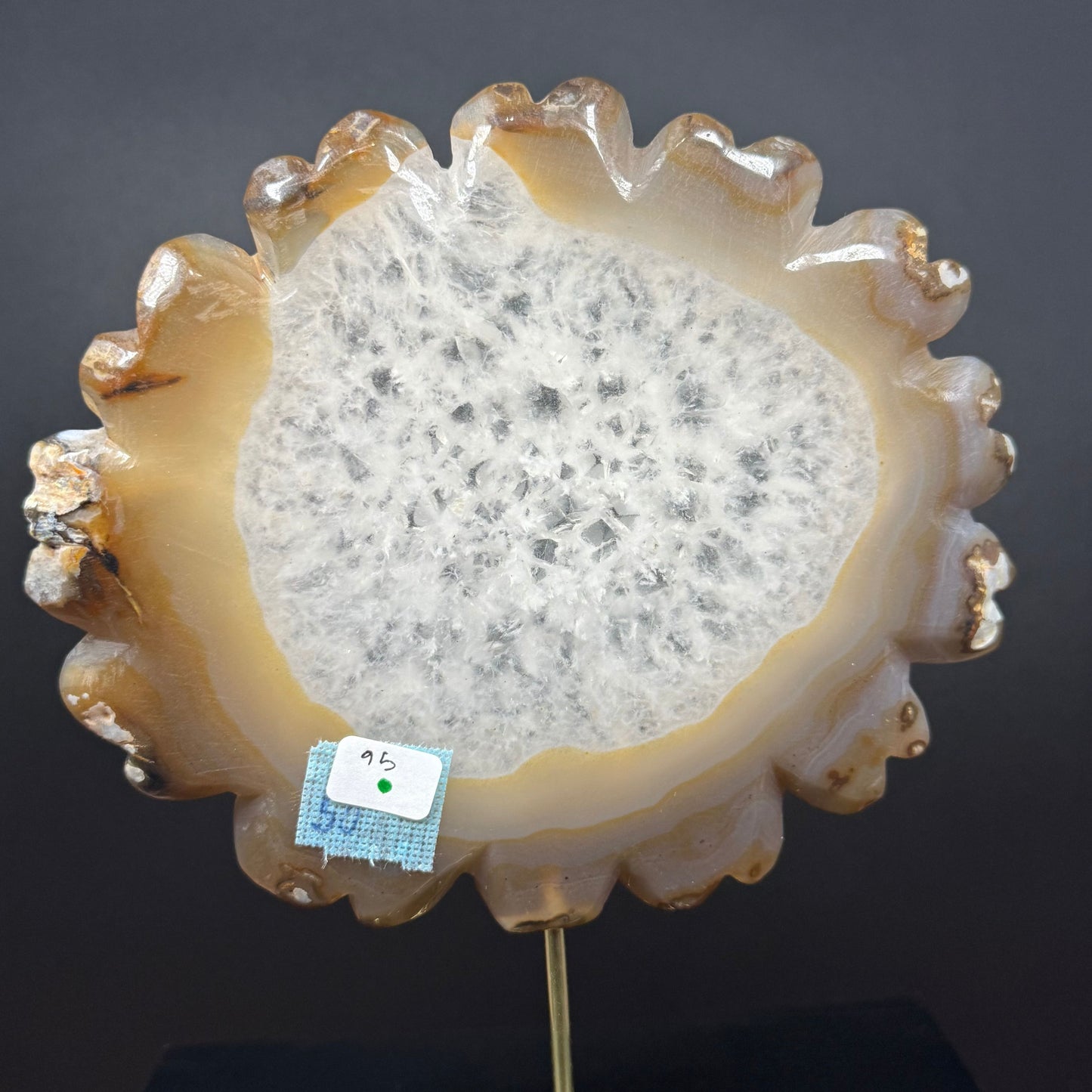 Rare Carved Agate Slab with Druzy – 7” | 0.45 Kg